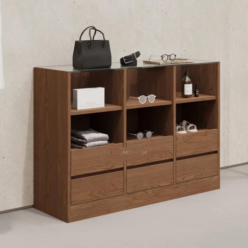 服装店木定制落地式商用中古简约中式木质衣服轻奢陈列柜实木鞋架