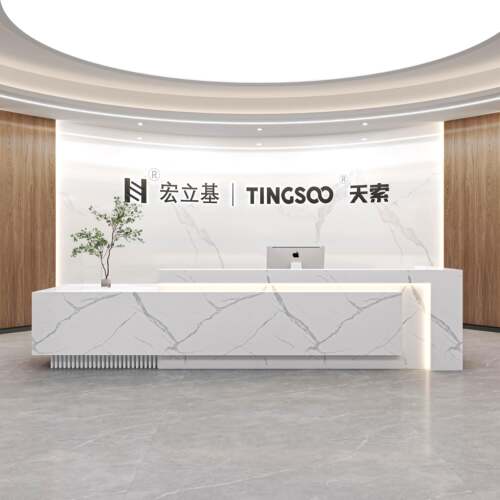 大理石前台接待台公司酒店样品屋展示中心大堂会所岩板吧台烤漆收