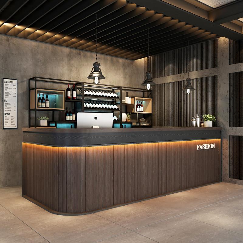 复古工业风收银台吧台餐厅火锅烧烤店餐饮实木酒吧前台桌转角柜台