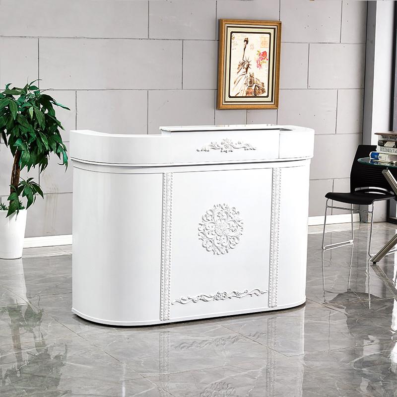 烤漆整装服装店收银台柜台美容院吧台简约现代雕花弧形前台接待台