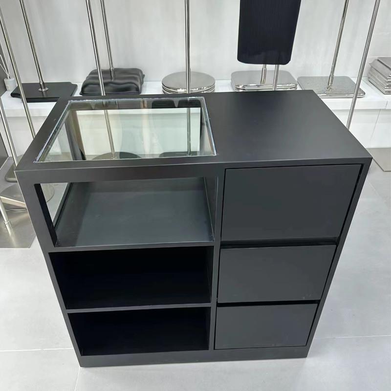 烤漆前台 简约店铺小型收银台吧台 钢化玻璃服装店岛柜接待台