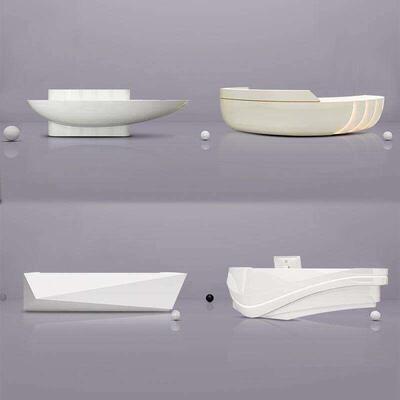 玻璃钢前台美容院烤漆异形吧台公司创意简约接待台酒店大堂收银台