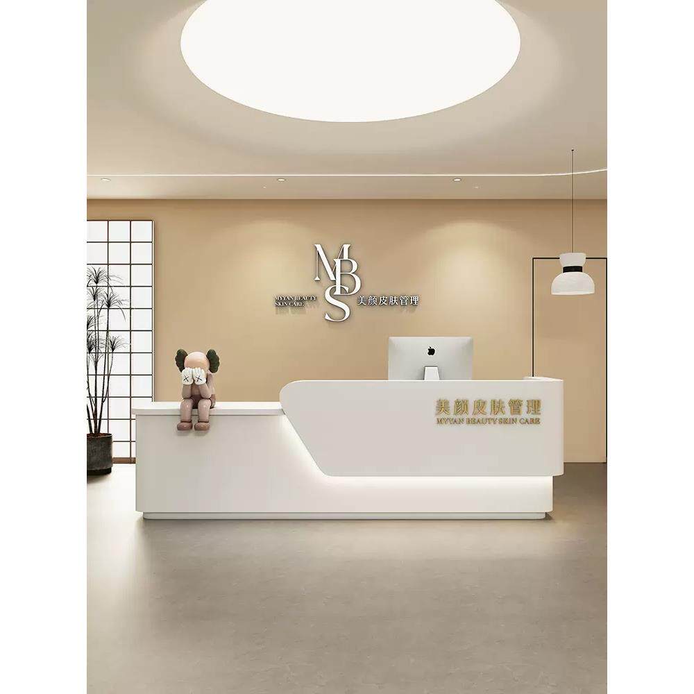 公司前台接待台吧台收银台服装店美容院美发店培训机构半弧形收银