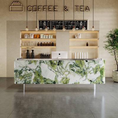 公司前台接待台酒店大堂会所吧台收银台美容院大理石纹不锈钢柜台