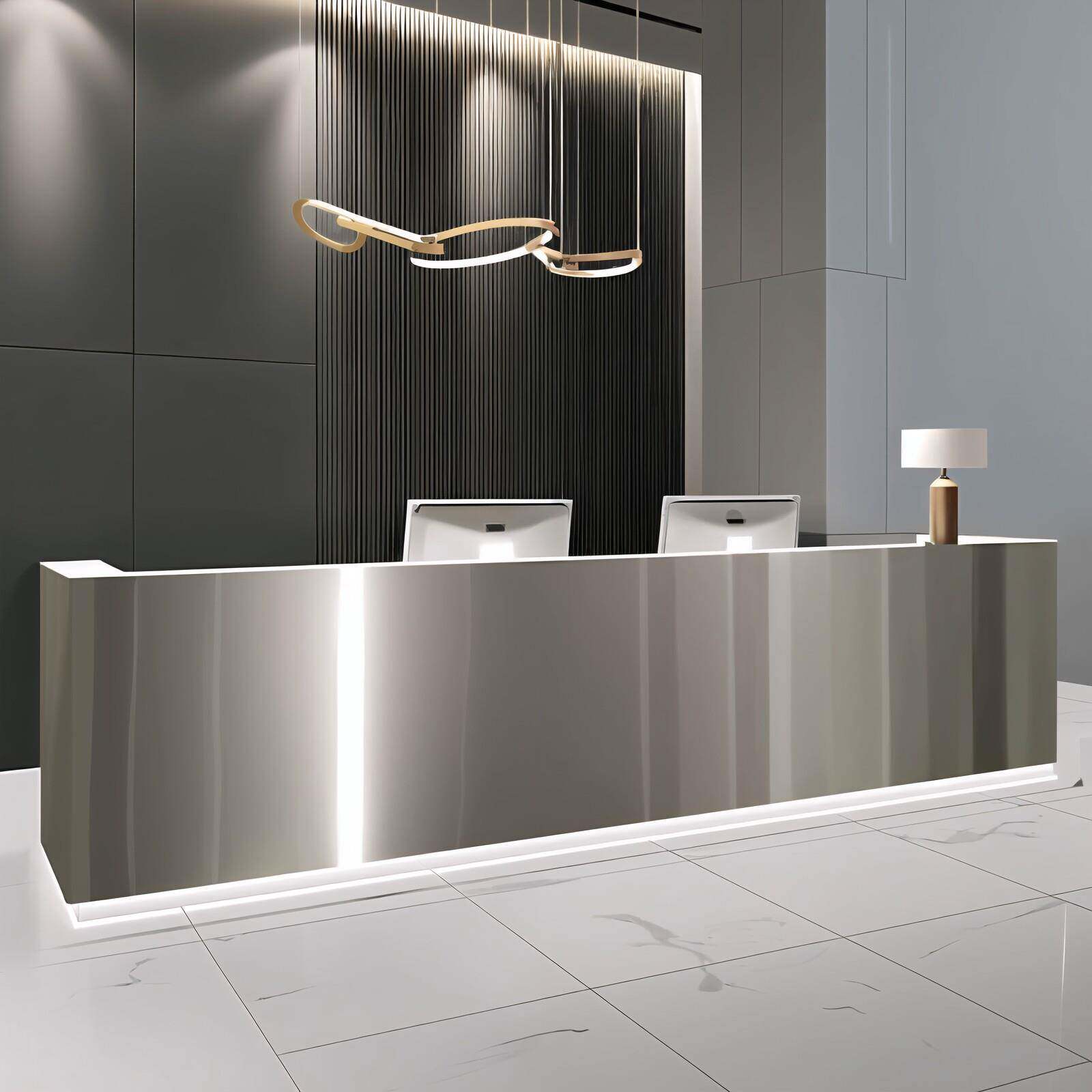 美容美发前台舞蹈房瑜伽健身馆吧台接待台服装店不锈钢收银台定制