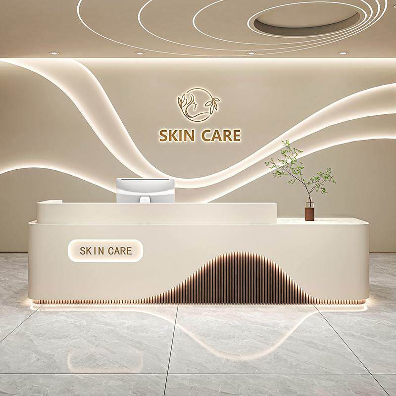 简约美容院前台医美烤漆公司咨询台酒店吧台养生会所收银柜台接待