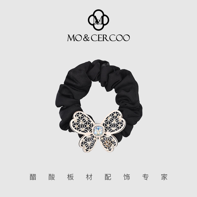 Mo&Cercoo醋酸蝴蝶优雅织带盘发大肠发圈马尾发绳头花饰扎马尾女