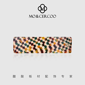 38妇女节礼物MoCercoo拼接元 素宽边发夹弹簧夹一字横夹头发饰送人