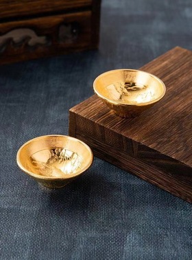 袖珍小金碗摆饰合金金碗工艺品抓周道具拍照复古造型办公桌摆件