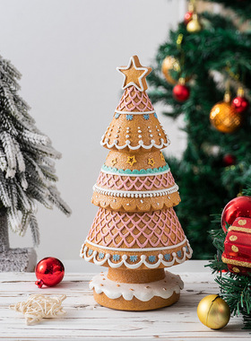 跨境新品姜饼圣诞树桌面摆件家居客厅圣诞氛围道具布置圣诞装饰品
