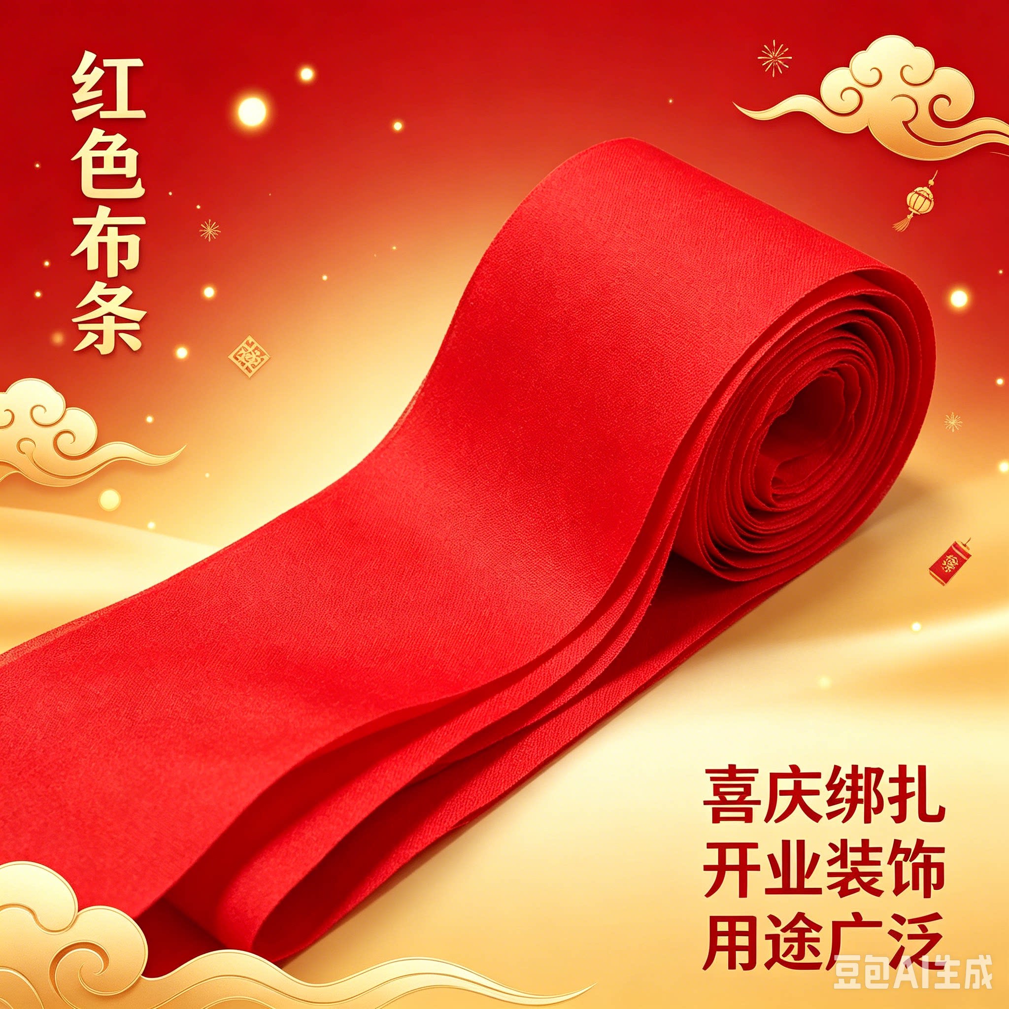 纯棉加厚特密红布大红招财过石门本命年财神爷红腰带抓周提车婚庆