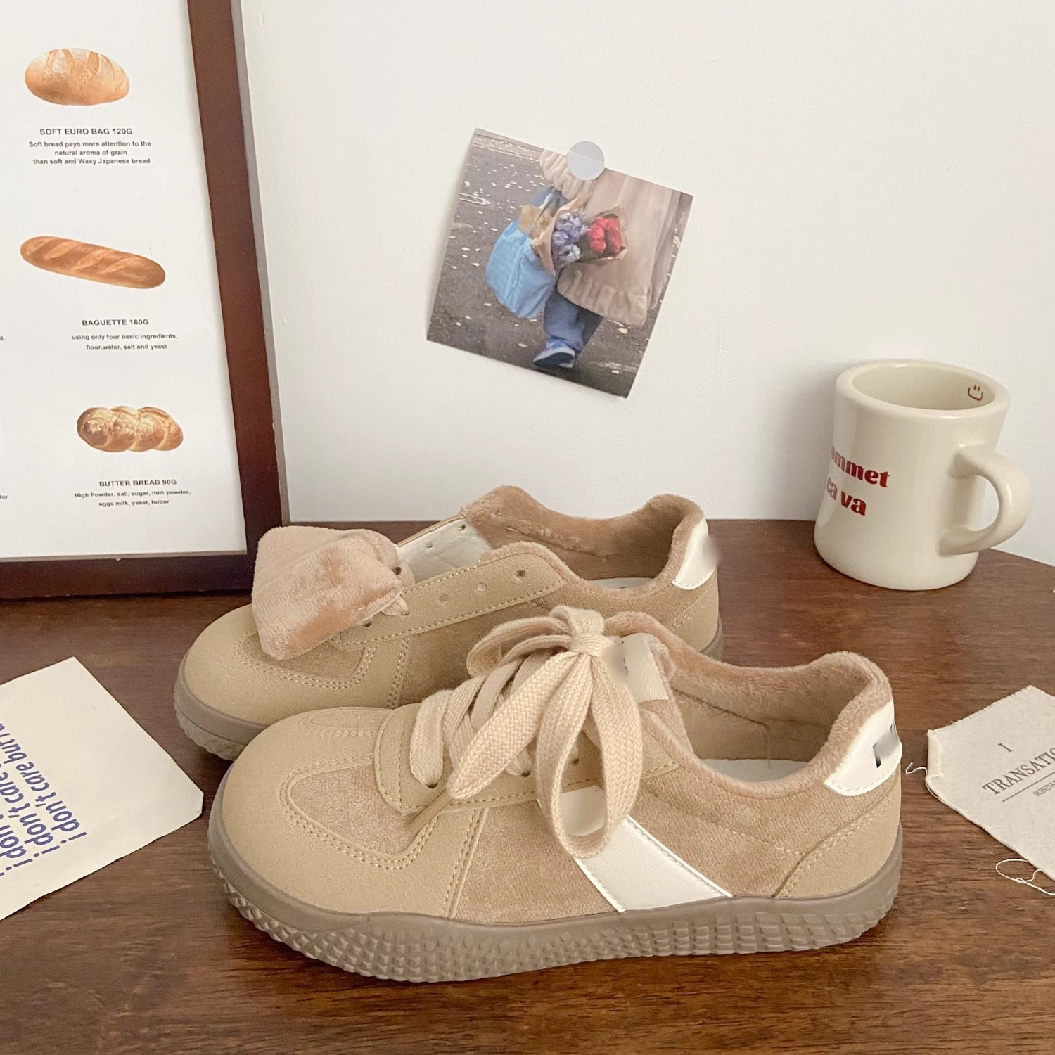 德训加绒二棉板鞋女秋冬季chic低帮棉鞋学生休闲小白