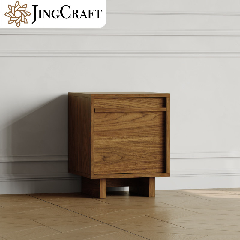 经纬系列矮柜 单柜柜门款 黑胡桃木储物柜实木床头柜沙发边收纳柜