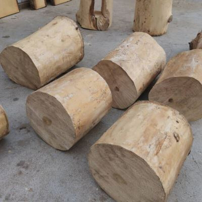银杏木根雕凳子实木墩子u原木树桩木桩木头底座配凳大板圆木凳