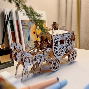 南瓜马车3D木质拼图立体拼装模型手工DIY玩具礼物