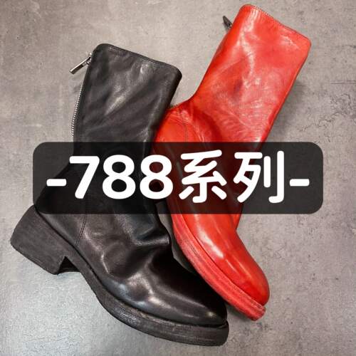 【788系列】黑色红色白色后拉链女靴皮鞋水洗马皮cl