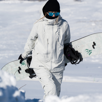 户外运动风白色滑雪服套装男女情侣款加绒厚防寒滑雪衣