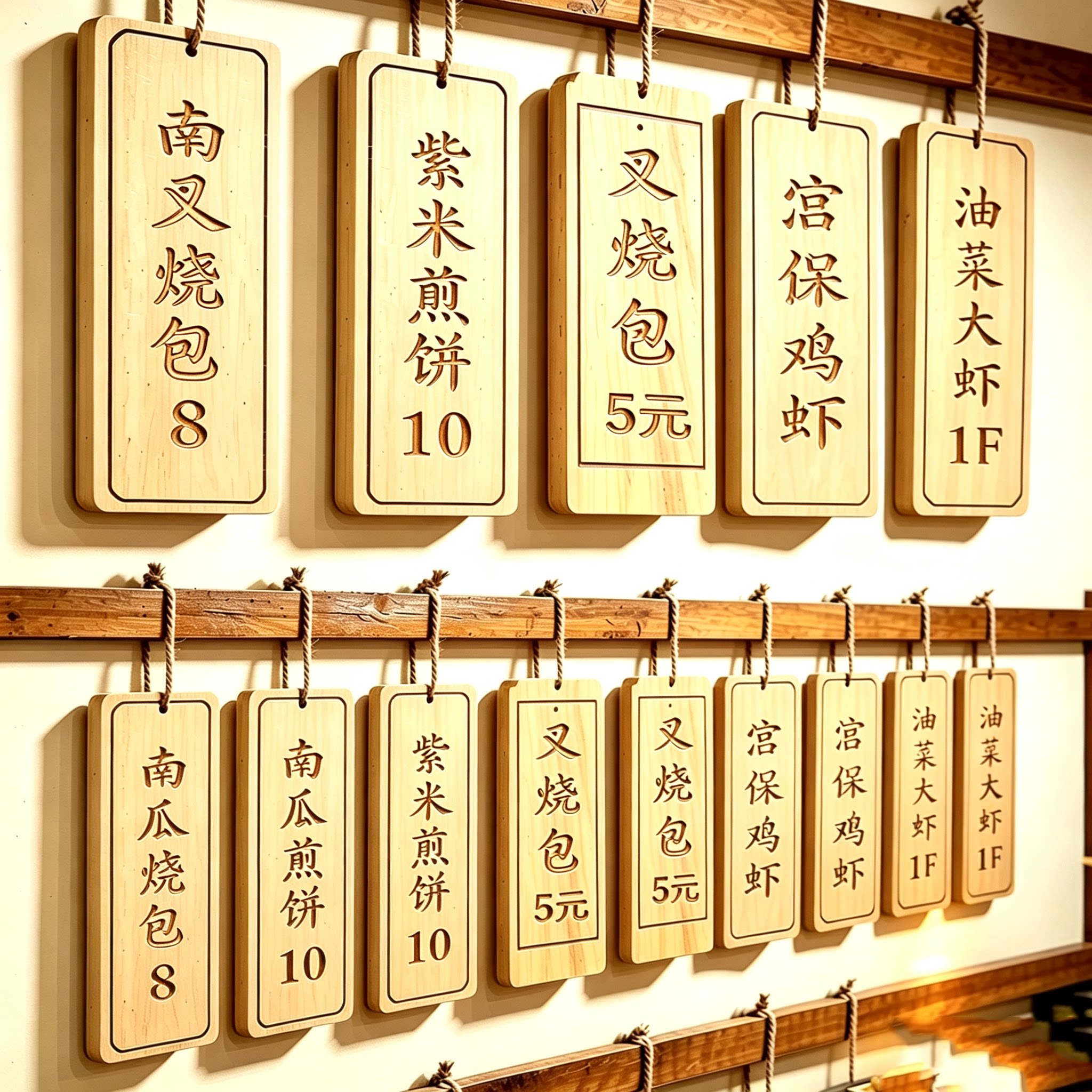 中式香樟木餐厅菜单吊牌定制