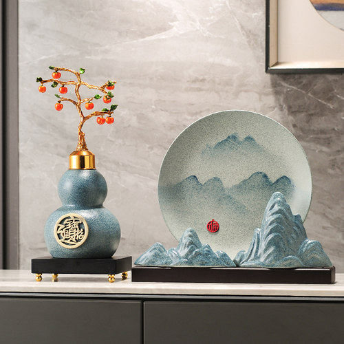 皇林玄关陶瓷新中式摆件乔迁新居