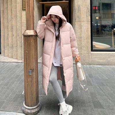 2025羽绒棉服女过膝长款欧洲站冬季新款高级感保暖连帽女士潮棉袄