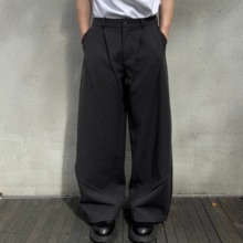 OaOO 人字纹羊毛立体廓形Cleanfit休闲宽松通勤直筒阔腿西裤长裤
