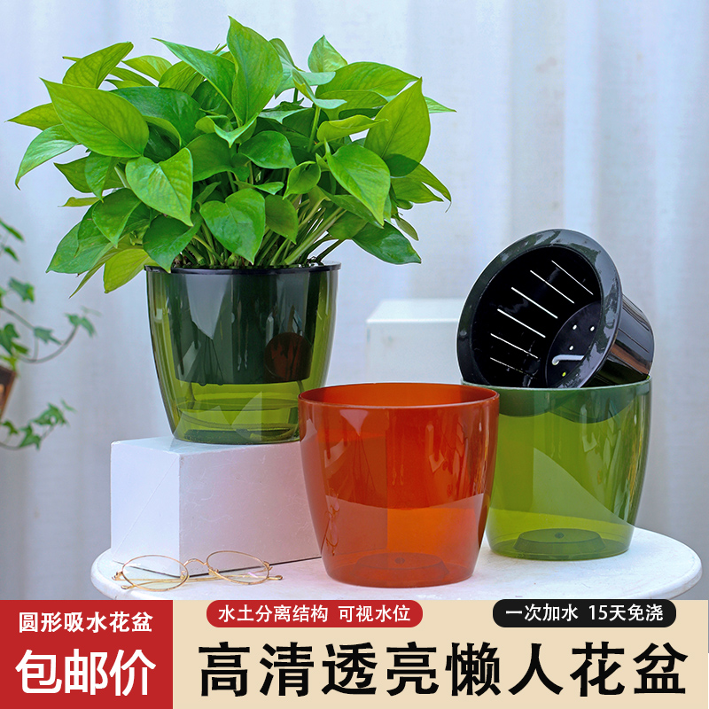 绿萝自动吸水塑料花盆