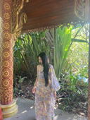 玫瑰自制区斜肩单肩长袖 rose rain 连衣裙长裙高端大摆碎花裙女