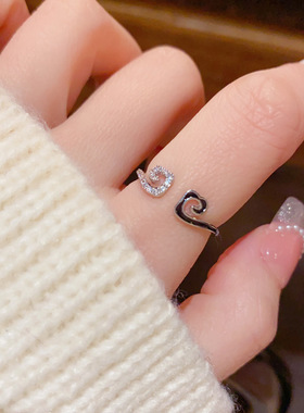 法式复古时尚镶钻紧箍咒开口戒个性轻奢简约独特设计感可调节配饰