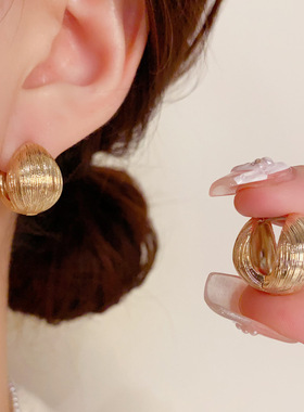 韩式个性时尚简约金属几何耳扣小众轻奢百搭高级感冷淡风耳环
