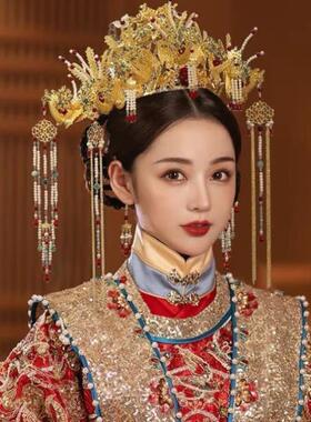 秀禾头饰步摇中式婚服明制汉服凤冠霞帔新娘龙凤褂diy手工成品