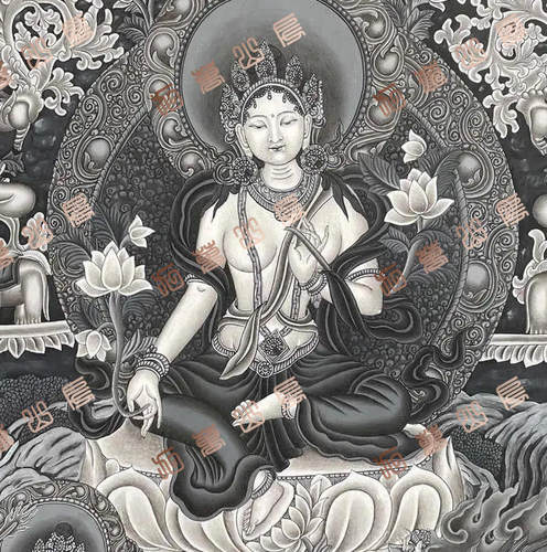 I86绿度母green tara唐卡绘画高清喷绘临摹电子图片素材