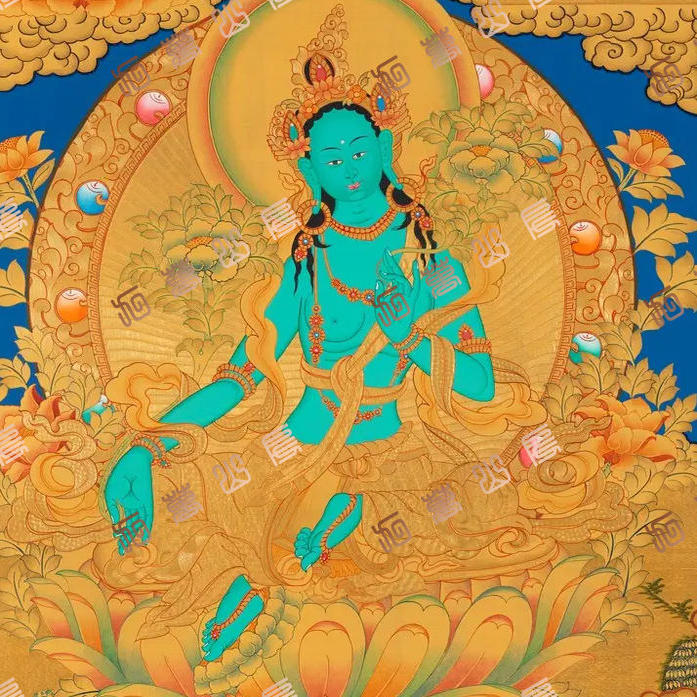 I77绿度母green tara唐卡绘画高清喷绘临摹电子图片素材