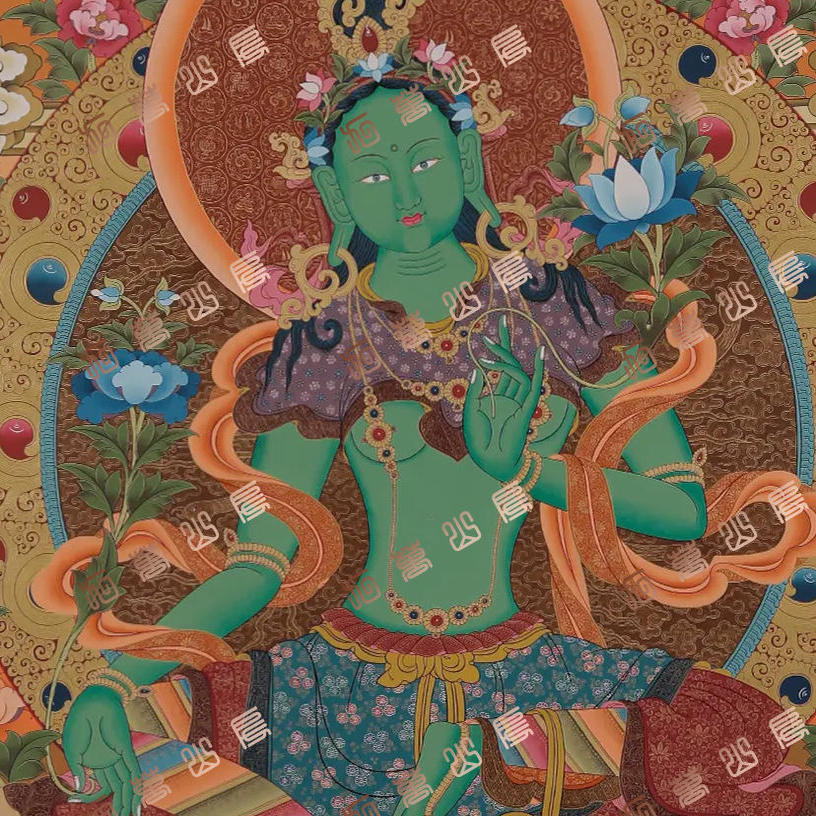 I29绿度母green tara唐卡绘画高清喷绘临摹电子图片素材