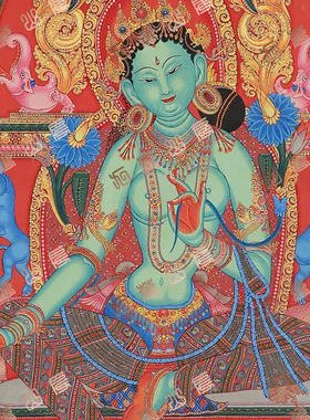 I66绿度母green tara唐卡绘画高清喷绘临摹电子图片素材