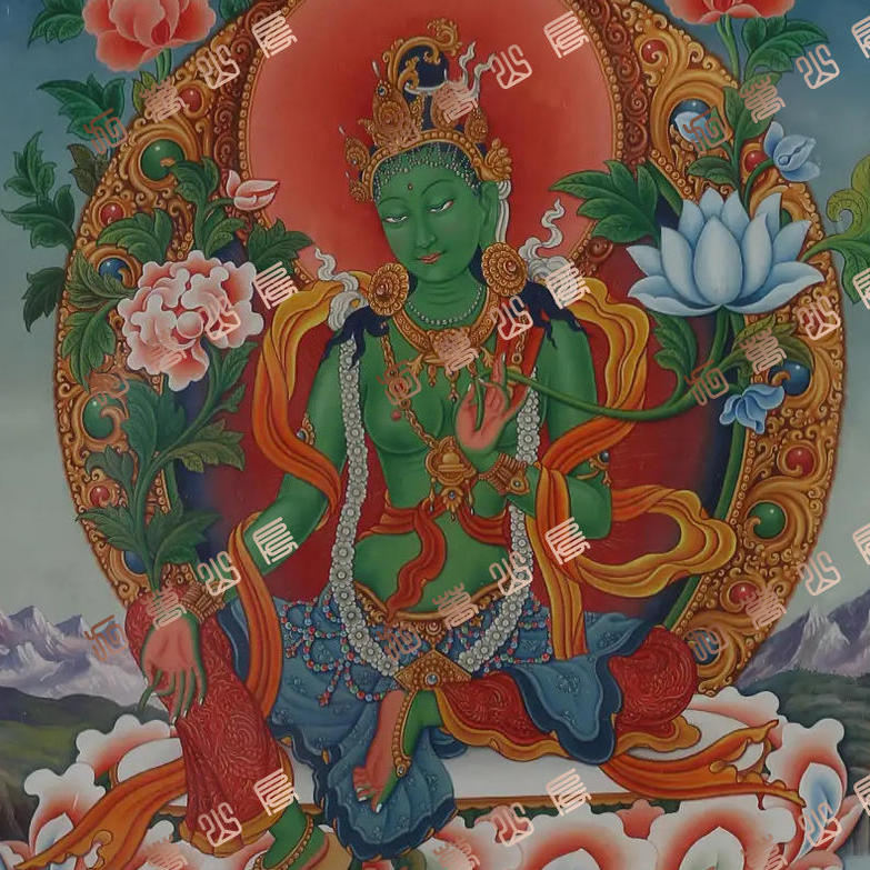I63绿度母green tara唐卡绘画高清喷绘临摹电子图片素材