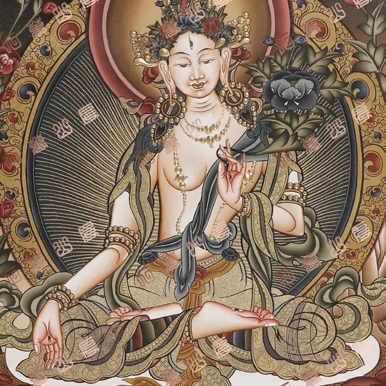 H4白度母White tara唐卡绘画高清喷绘临摹电子图片素材