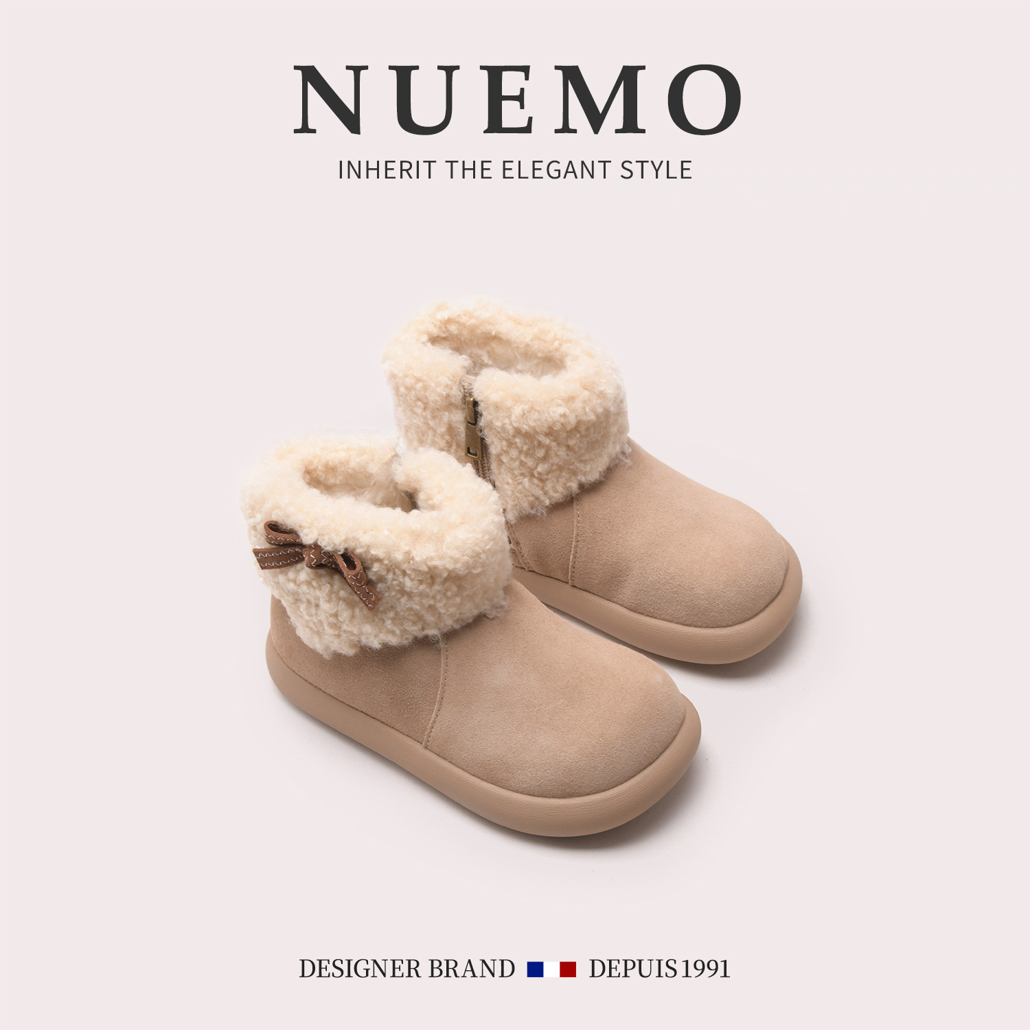 NUEMO童鞋~女童毛绒雪地靴冬季儿童加绒加厚棉靴保暖防滑短靴棉鞋,童鞋/婴儿鞋/亲子鞋,雪地靴,淘宝优惠券,粉丝福利购,淘宝优惠卷