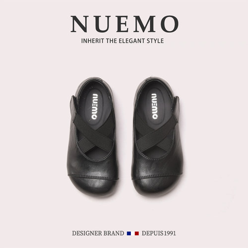 NUEMO法国风童鞋~女童黑色奶奶鞋