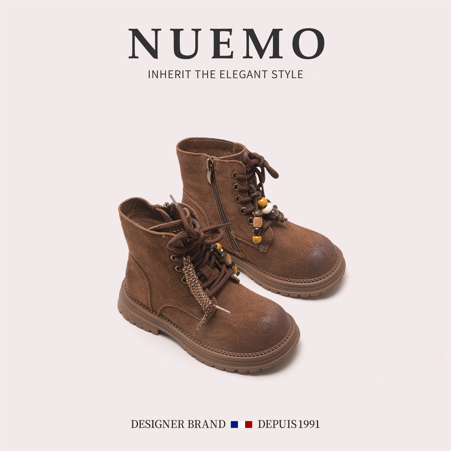 NUEMO法国风女童靴子儿童皮靴