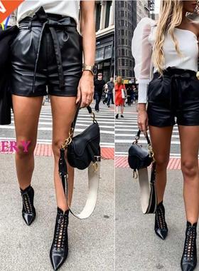 Women High Waist Summer Short pants Women's Leather Shorts