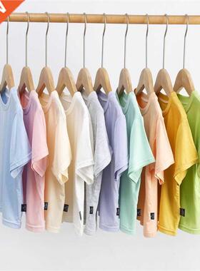 Kids T-shirts Summer Short Sleeve Solid Color ops Boys and G