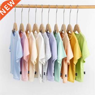 Kids T-shirts Summer Short Sleeve Solid Color ops Boys and G