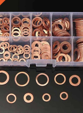 200Pcs Copper Washer Gasket Nut and Bolt Set Flat Ring Seal
