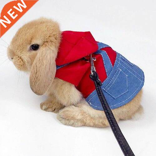 Pet Rabbit Clothes Denim Jacket Coat Small Animal Harness