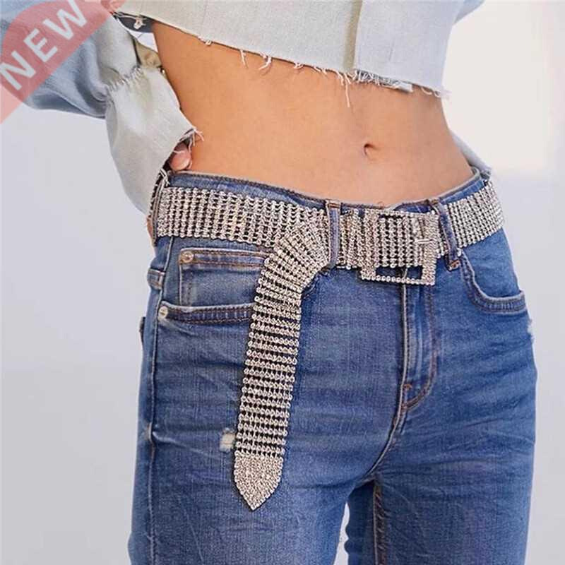 Shiny Diamante Waist Belt Gold Silver Hollow Out Buckle Patc