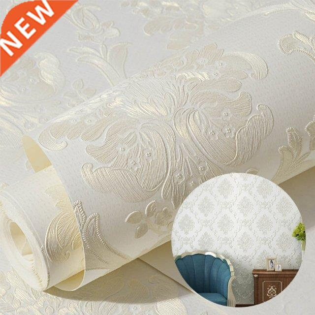 3D Look Non-Woven Wallpaper Embossed Flower Ornament Wall Wa