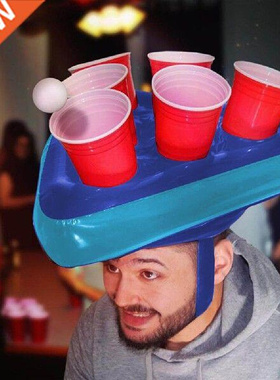 Inflatable Hat Cup Holder Fun Lawn Toys Throwing Ring Adult