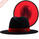 Jazz Outer Inner Wool Fedora Black with Hats New red Felt