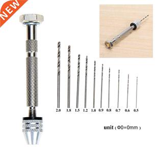 10pcs Twist Drills Bit Mini Micro Hand Drill With Keyless Ch