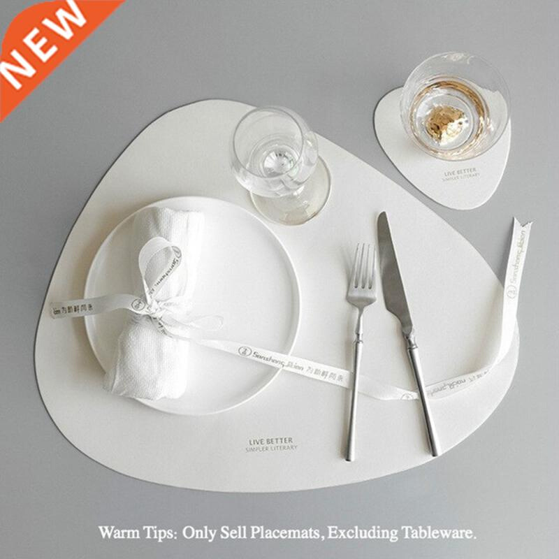 2Pcs/Set Tableware Pad Placemat Table Mat PU Leather Heat In